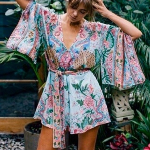 Spell Pants - EUC Spell Vintage Lotus Romper in Peacock size Large